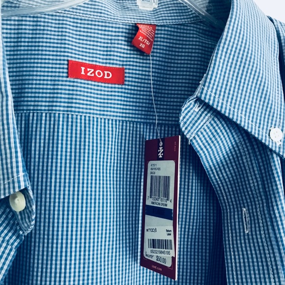 IZOD Blue Long Sleeve Button Down Casual Shirt - Picture 2 of 6